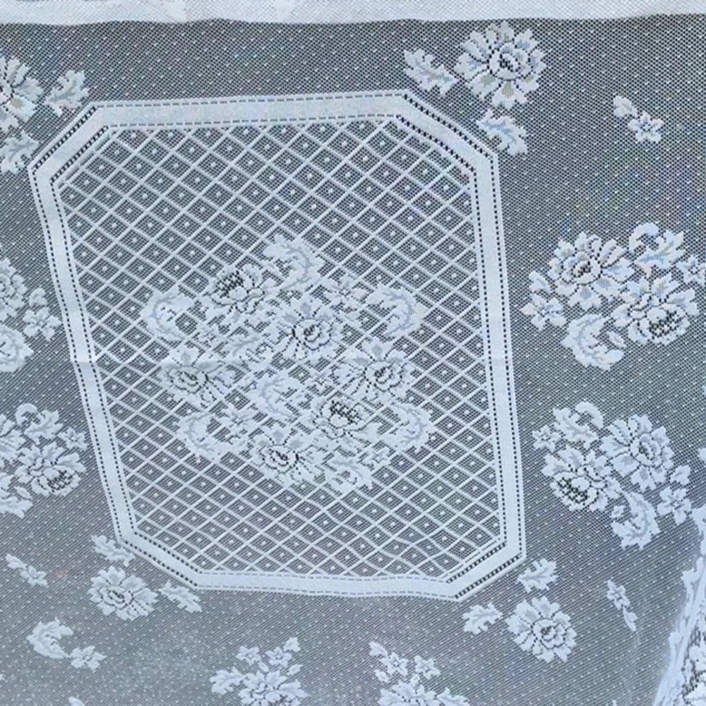 Vintage White Floral Lace Tablecloth - Rectangular 52x70 - Romantic Cottagecore